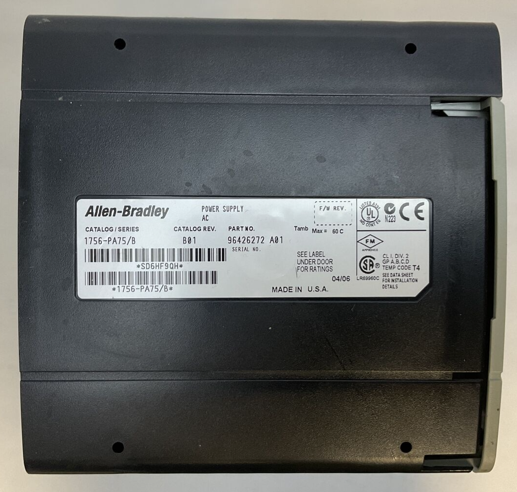 ALLEN BRADLEY 1756-PA75 SER B AC POWER SUPPLY CATALOG REV B01 1756-A13 SER B