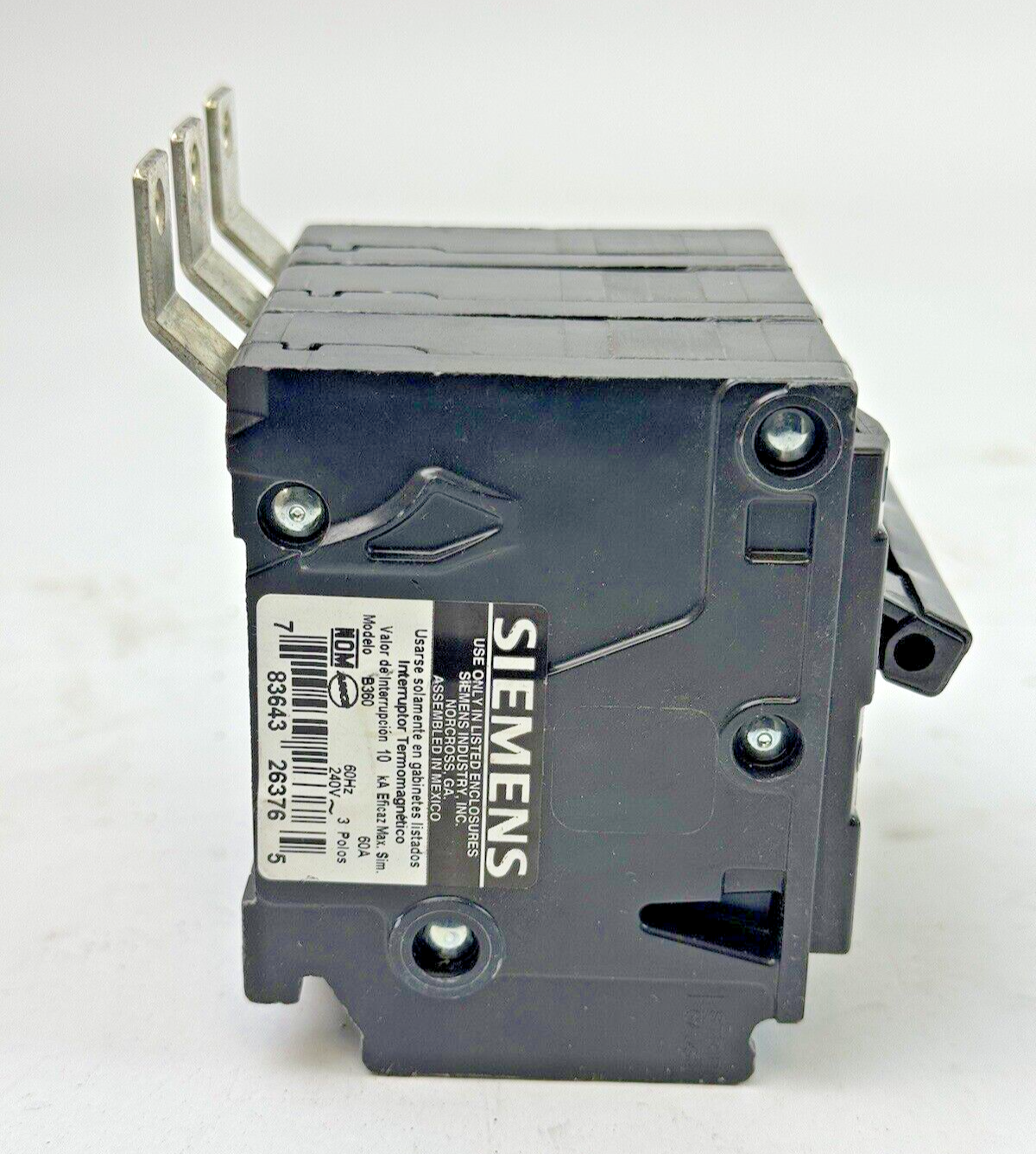 SIEMENS - B360 - BOLT-ON CIRCUIT BREAKER -3 POLE/ 240VAC/ 60A/ 10kA - NEW