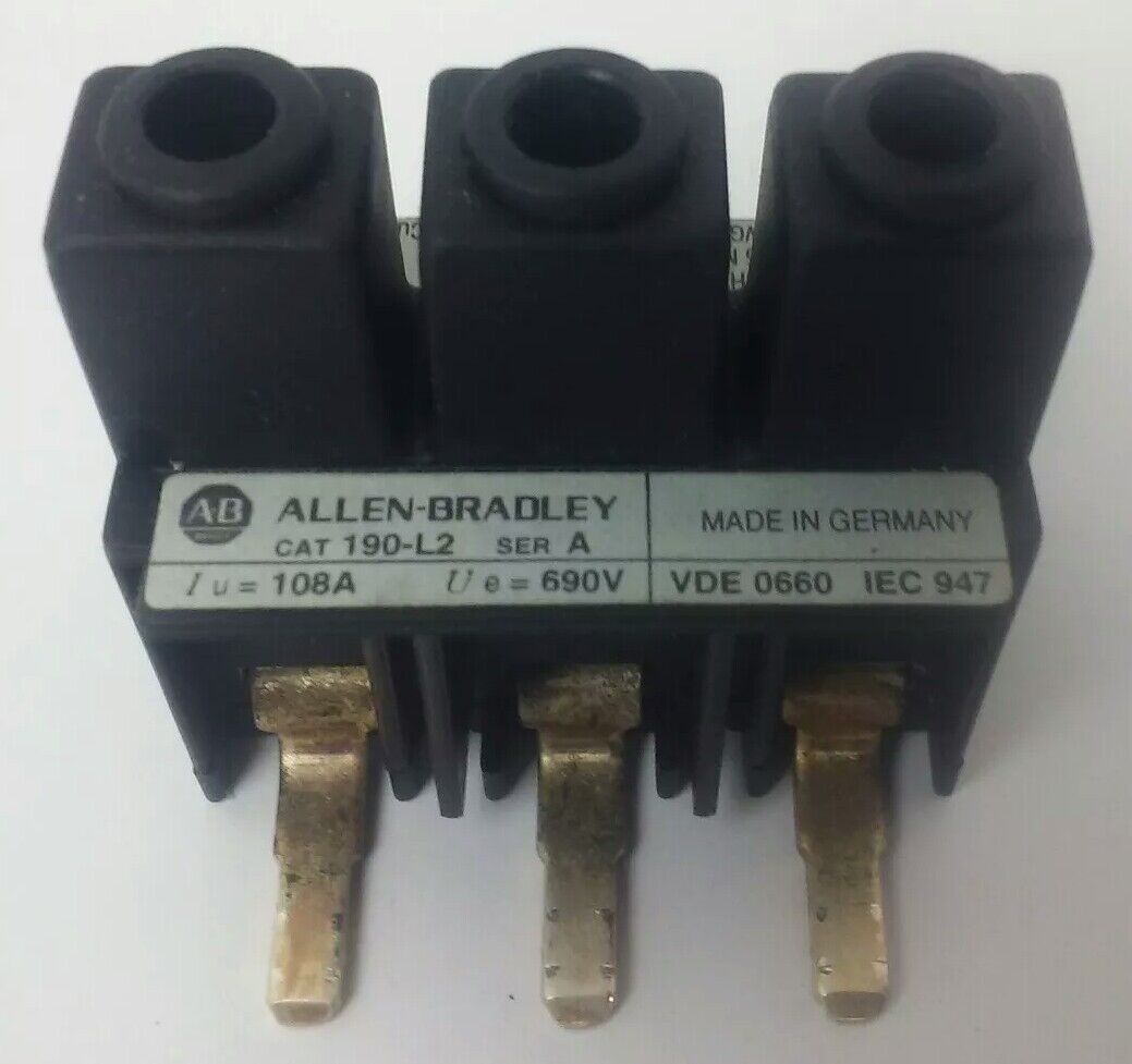 ALLEN BRADLEY 190-L2 SERIES A THREE PHASE EXTENSION TERMINAL 600V 100A(LOT OF 2)