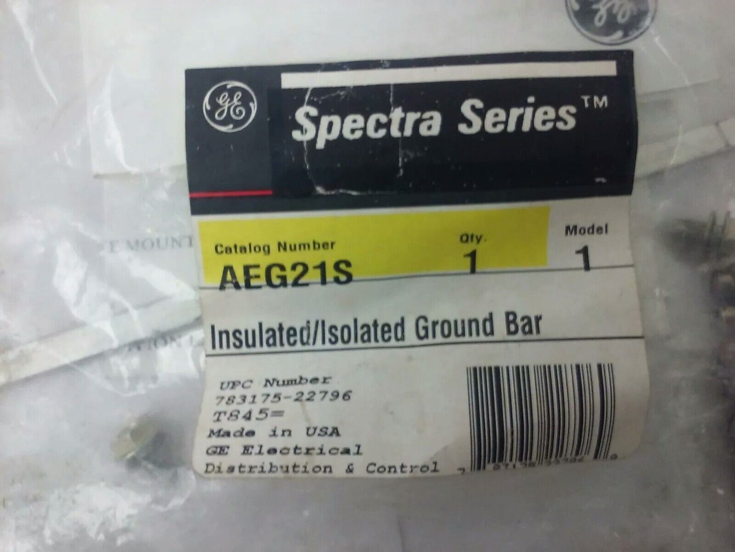 GENERAL ELECTRIC, SPECTRA SERIES, AEG21S, INSULATED/ISOLATED GROUND BAR KIT,MOD1
