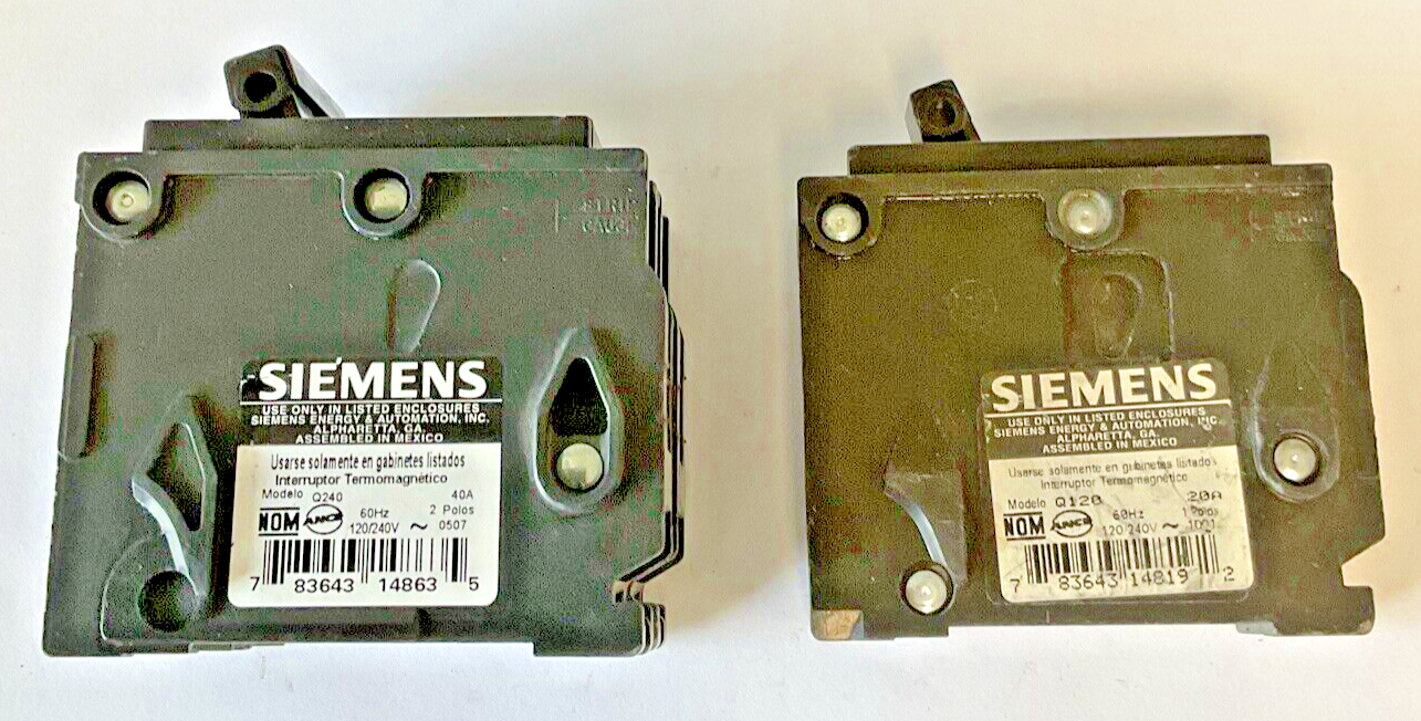 SIEMENS Q120(1POLE) & Q240(2POLE) CIRCUIT BREAKER 120/240VAC 20, 40A 60HZ