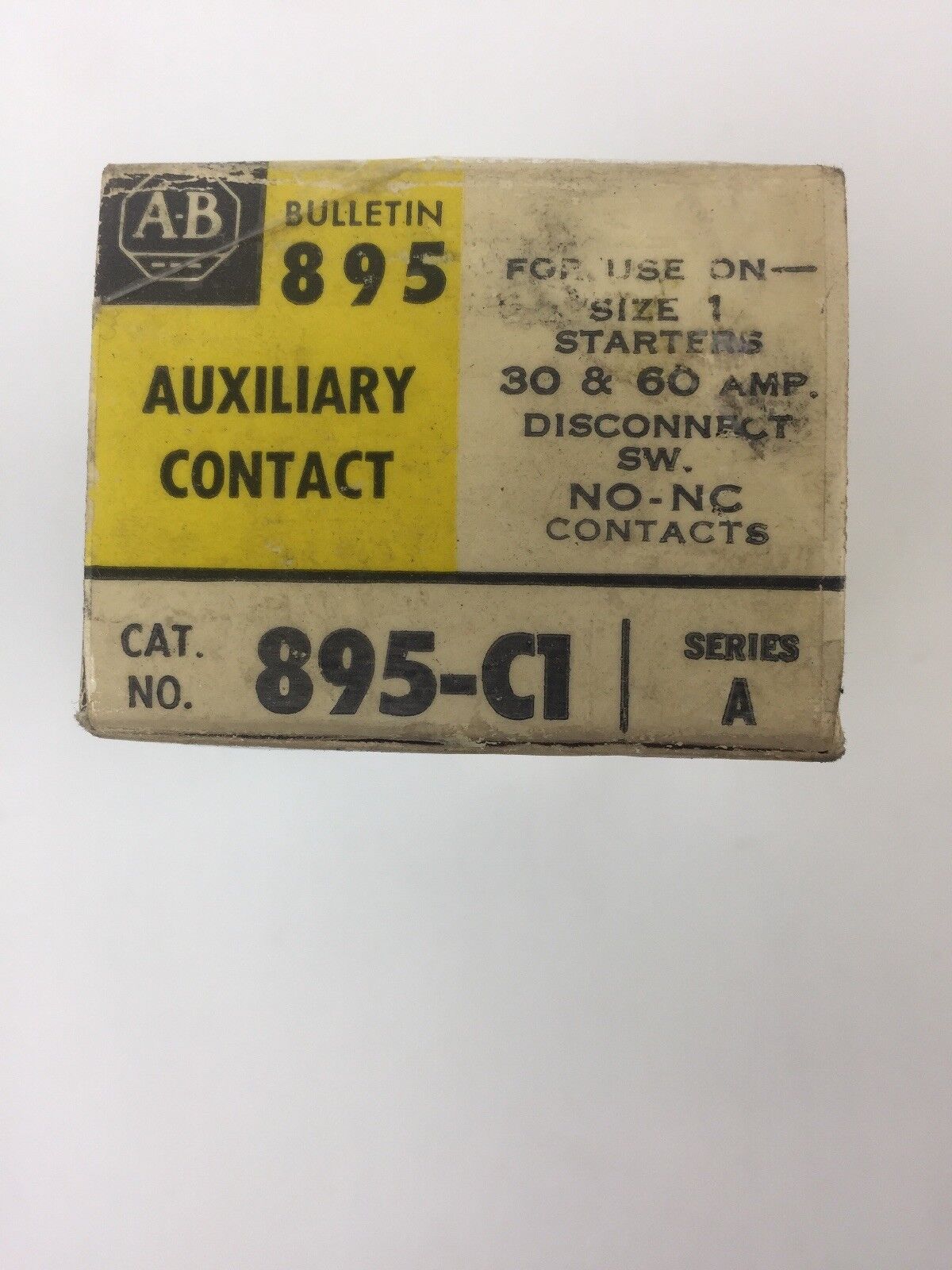 ALLEN BRADLEY 895-C1 AUXILIARY CONTACT SIZE 1 STARTER 30 & 60 AMP