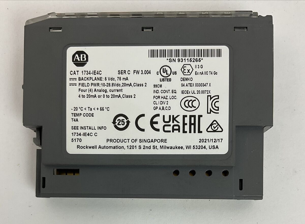 ALLEN BRADLEY 1734-IE4C SER C FW 3.004 4-20mA ANALOG INPUT MODULE
