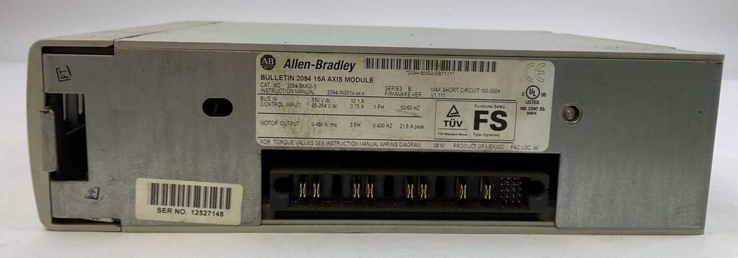 ALLEN BRADLEY 2094-BM02-S 15A AXIS MODULE SER B FIRMWARE V1.111
