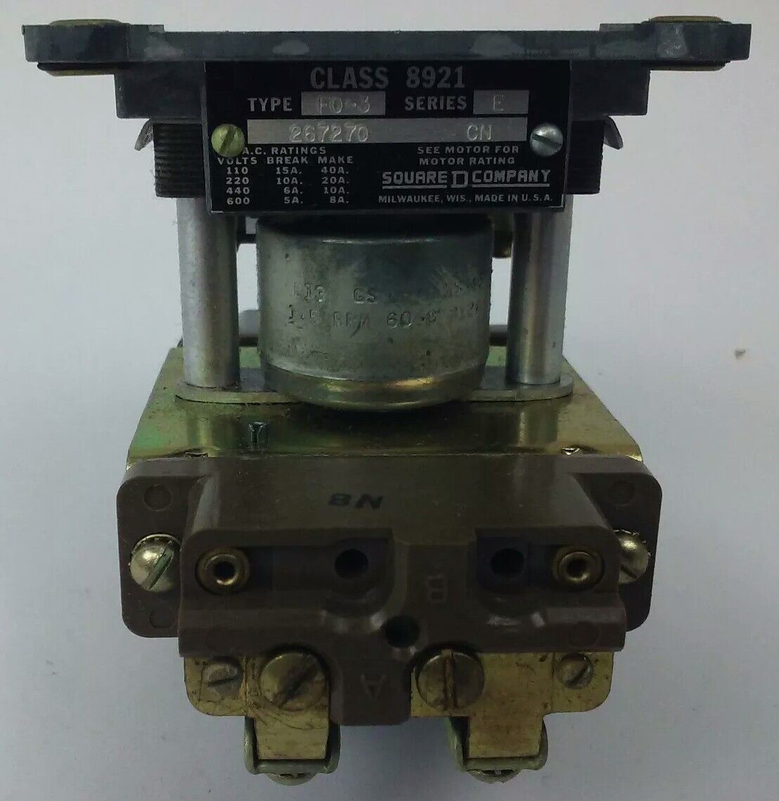SQ. D CLASS 8921 TYPE FO-3, MOTOR DRIVEN TIMER UNIT 8921-FO3, 208-220/240V, 60HZ