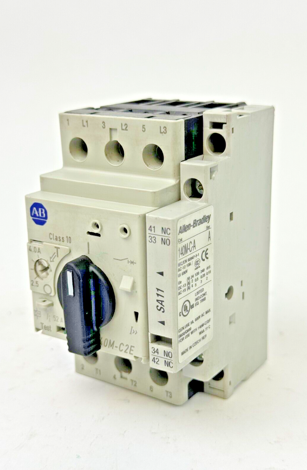 ALLEN-BRADLEY - 140M-C2E-B40 SER. C - MOTOR PROTECTOR + 140M-C-A SER. A AUX. CON