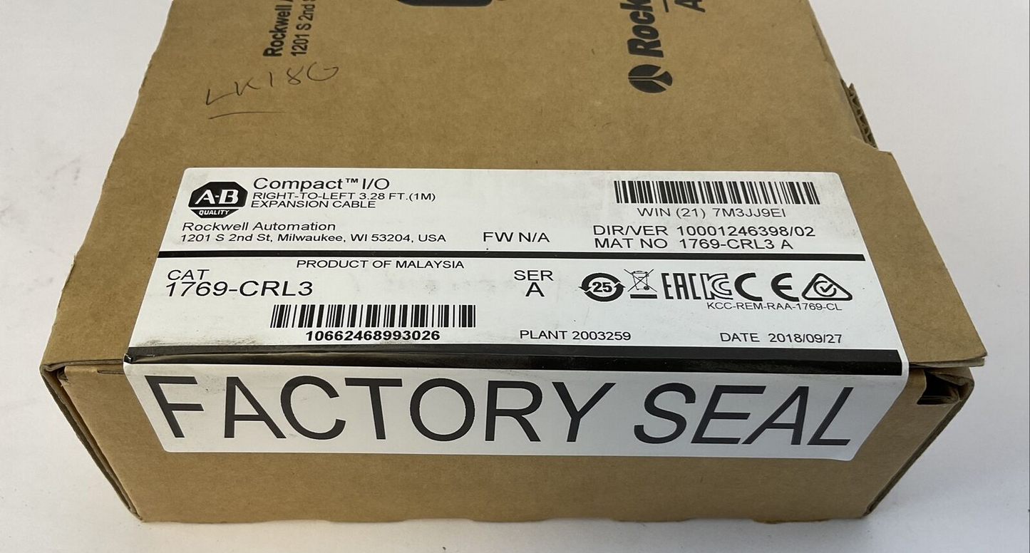 ALLEN BRADLEY 1769-CRL3 SER A DIR/VER 10001246398/02 RIGHT TO LEFT 3.28FT EXPANS