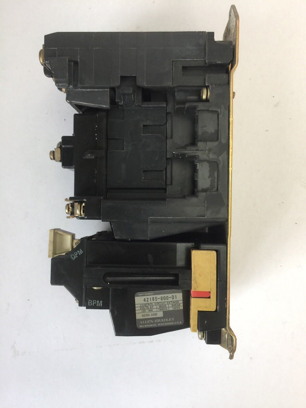 ALLEN BRADLEY 509-B0D SIZE 1 STARTER 600VAC 27AMP 10HP W40 HEATERS 120V COIL