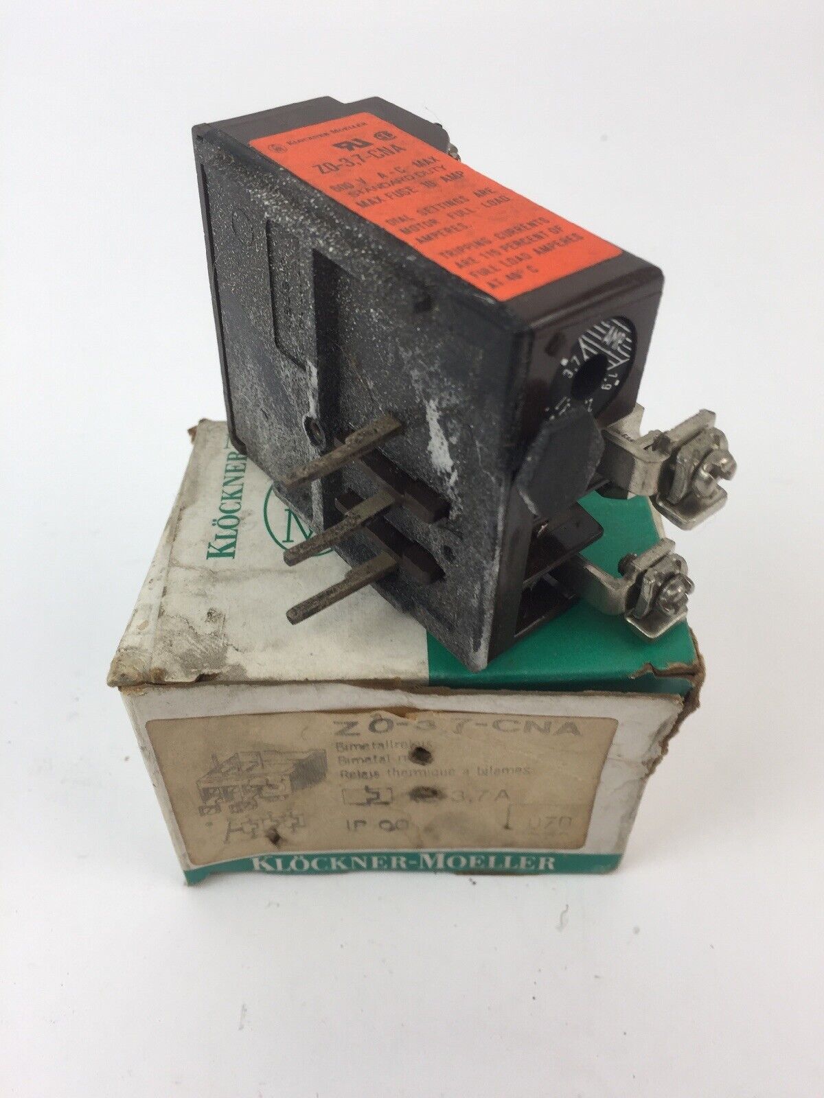 KLOCKNER MOELLER Z0-3,7-CNA BIMETAL RELAY 600VAC 1.9-3.7AMP