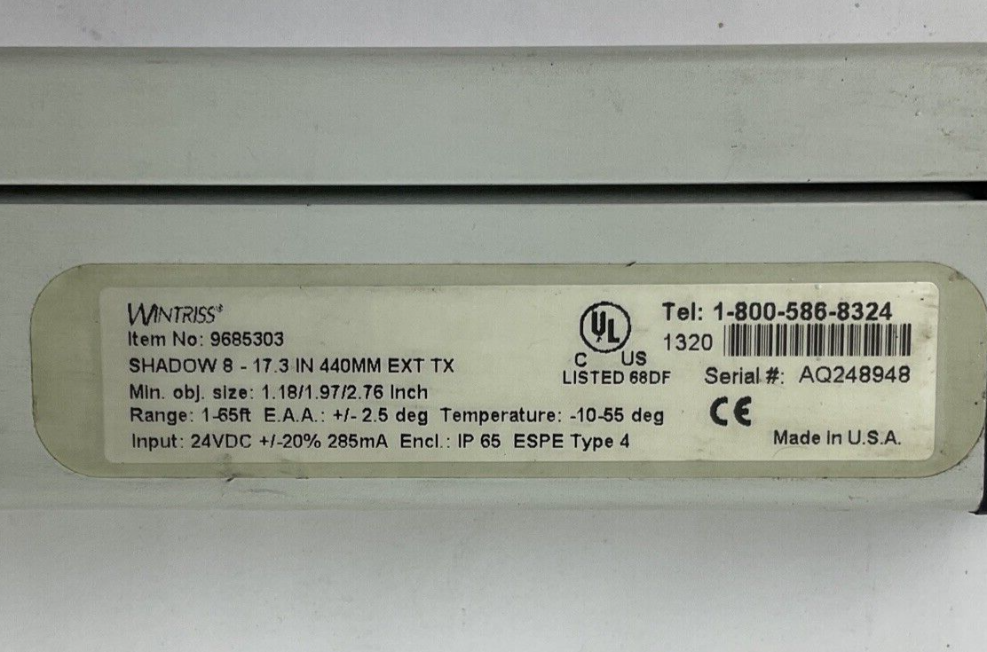 WINTRISS 9685303 EXTENSION TRANSMITTER SHADOW 8 24VDC 17.3IN 440MM 1-65FT