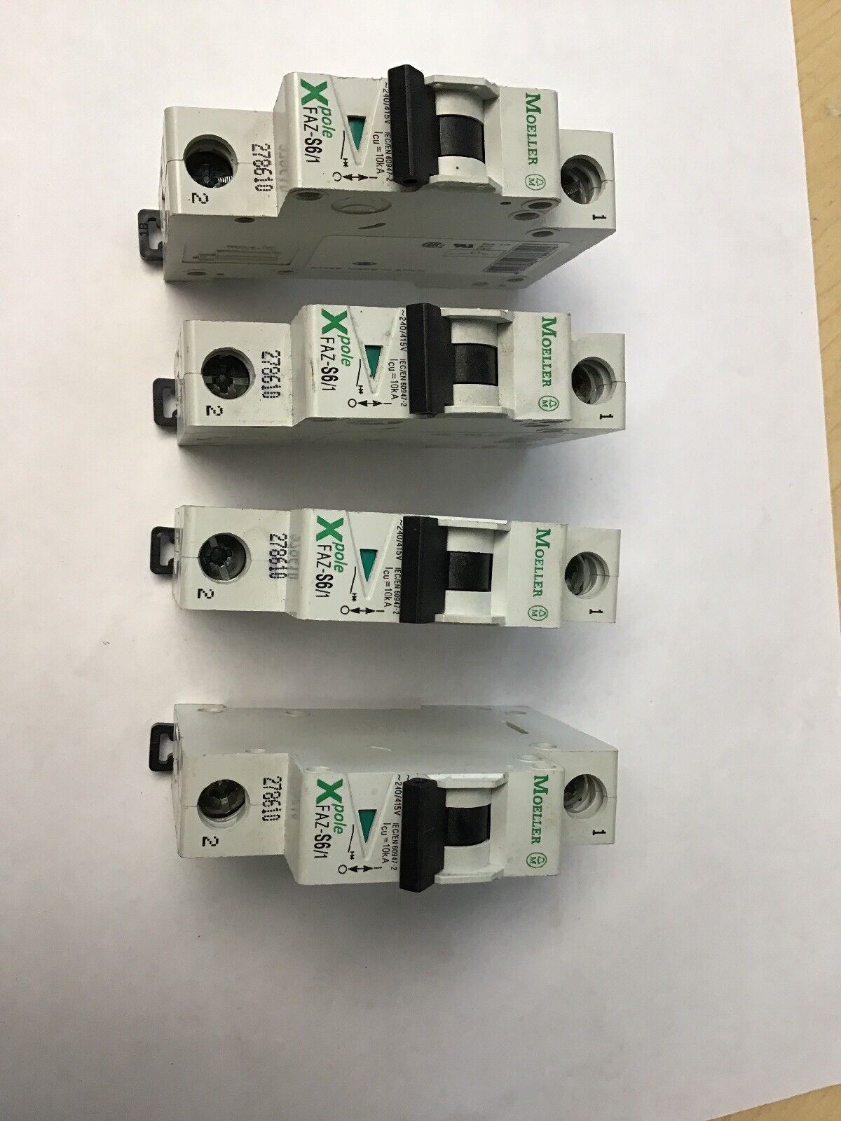 MOELLER FAZ-S6/1 CIRCUIT BREAKER 240VAC/415V 1POLE (LOT OF 4)