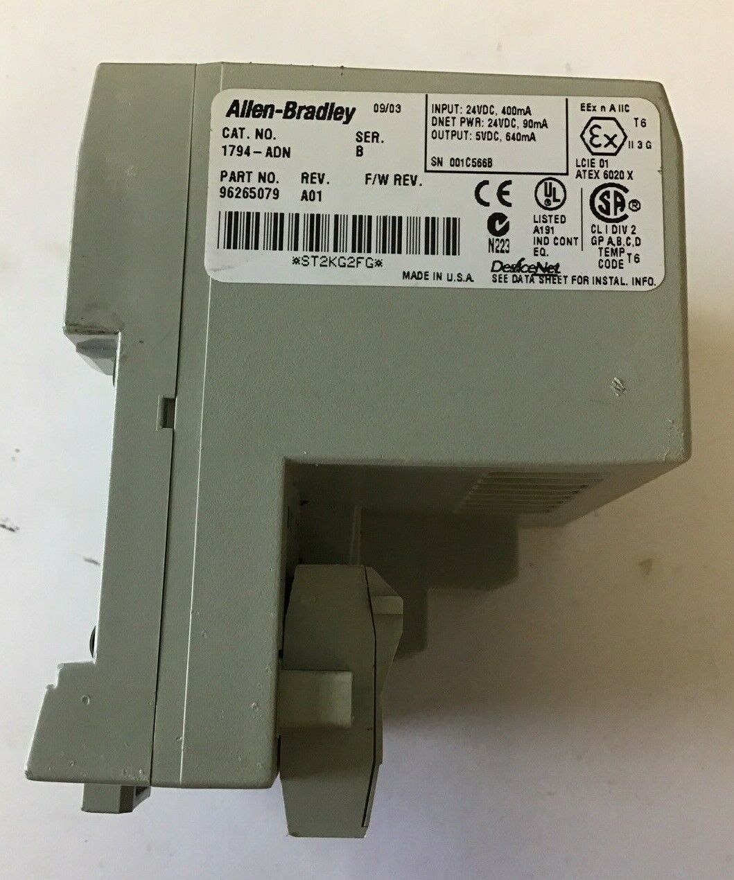 ALLEN BRADLEY 1794-ADN 24VDC ADAPTER DEVICENET FLEX I/O SER.B REV.A01 24VDC