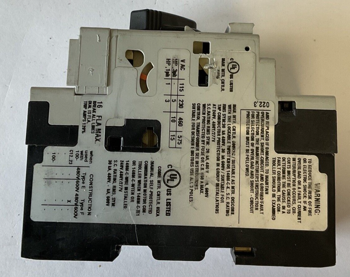 ALLEN BRADLEY 140M-C2E-C16 STARTER SER.C 10-16A W/140M-C-AFAR10A10 SER.A