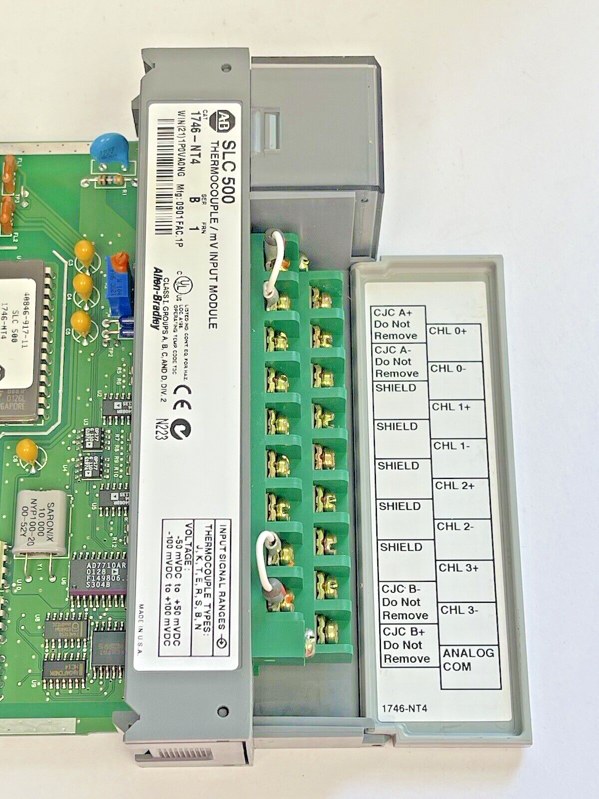 ALLEN BRADLEY - 1746-NT4 SER. B FRN. 1 - SLC 500 THERMOCOUPLE/ mV INPUT MODULE