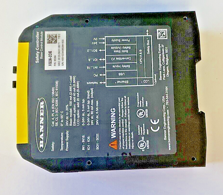 BANNER XS26-2DE SAFETY CONTROLLER 24VDC BASE CONTROL MODULE