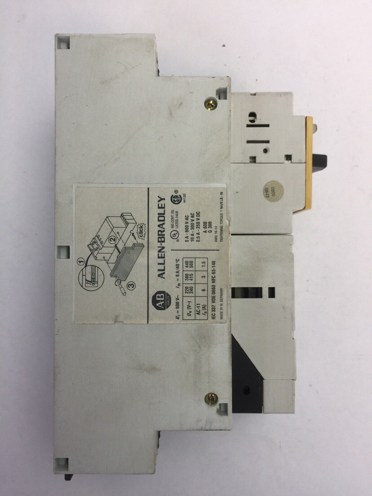 ALLEN BRADLEY MOTOR STARTER 190-P040 SER A 190-MN SER A 190-A40 SER B COIL 120V