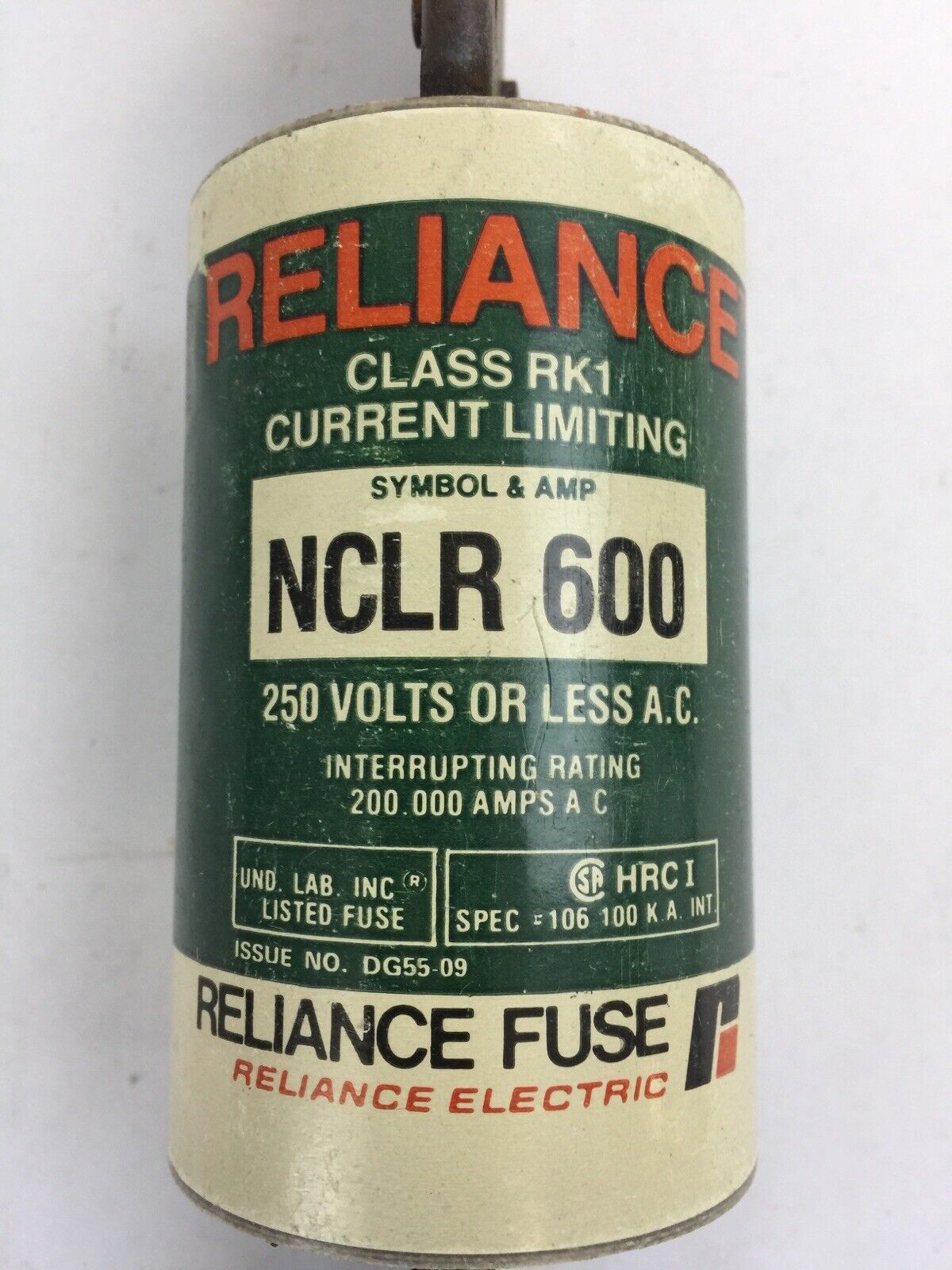 RELIANCE ELECTRIC NCLR 600 CURRENT LIMITING CLASS RK1 FUSE 600AMP 250VAC