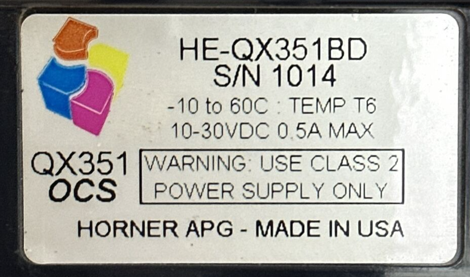 HORNER HE-QX351BD OPERATOR INTERFACE 10-30VDC 0.5A QX351 OCS
