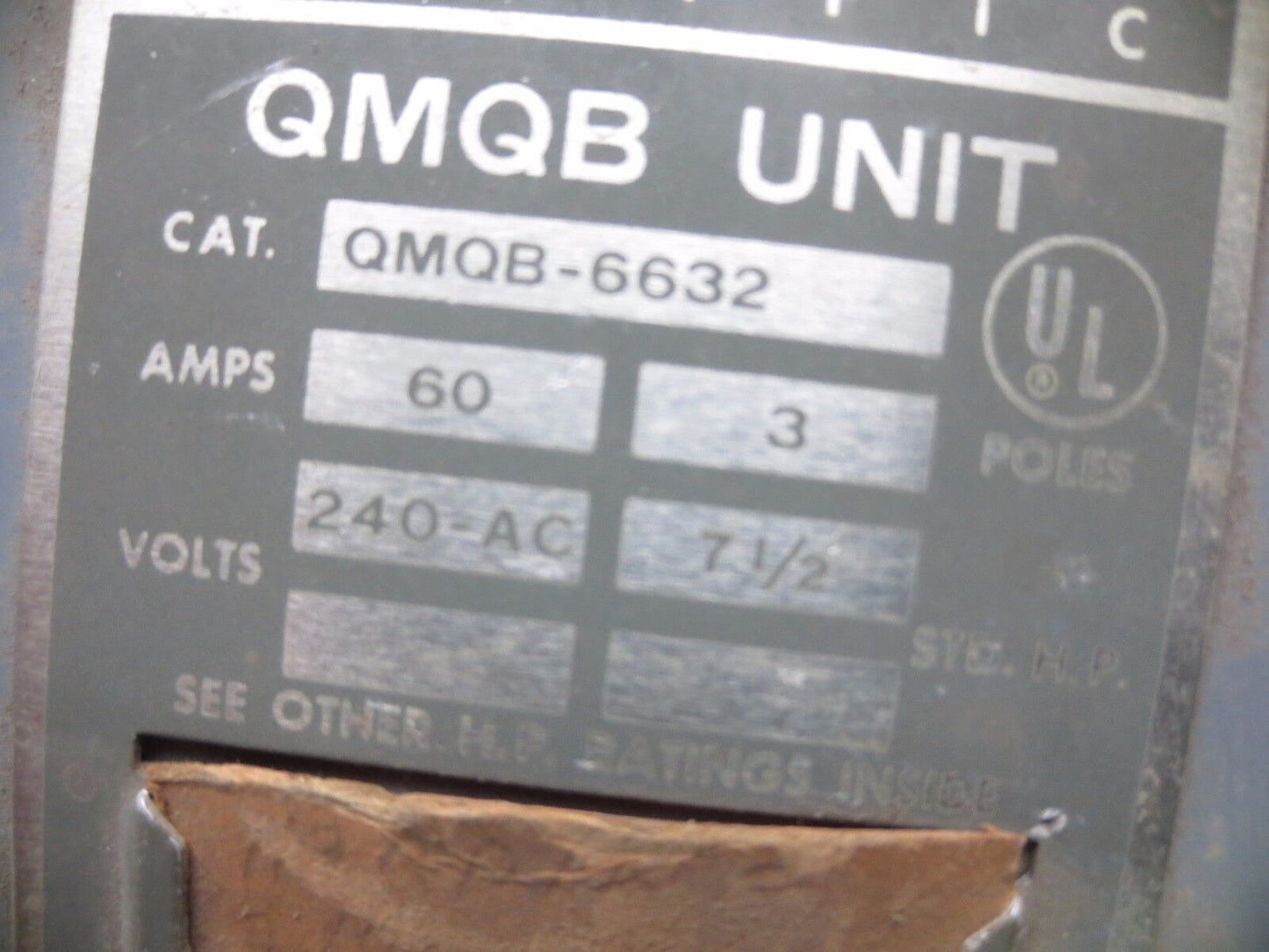 FPE / FEDERAL PACIFIC QMQB-6632 PANEL SWITCH - 240VAC, 60A, 3-POLE
