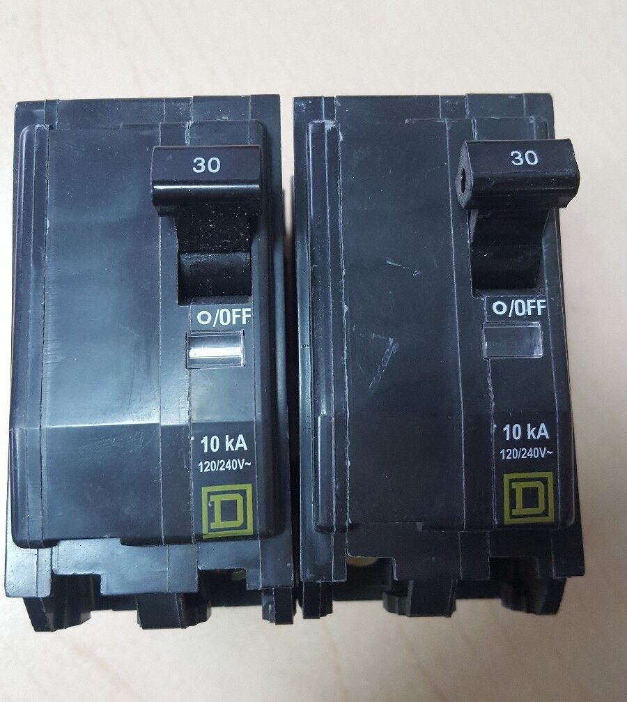 QOB230 Square D 30 amp bolt on breaker 120/240v 10kA 2 pole (LOT OF 2)