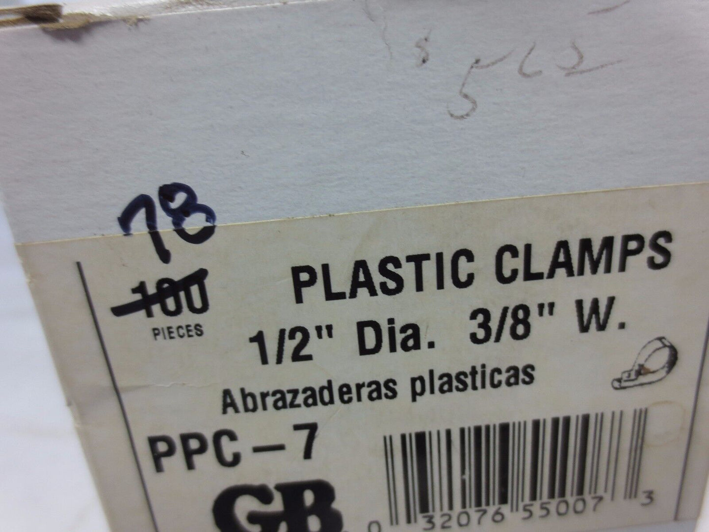 GARDNER BENDER (GB) PPC-7 PLASTIC CABLE CLAMPS 1/2" DIAMETER, 3/8" W - LOT of 78