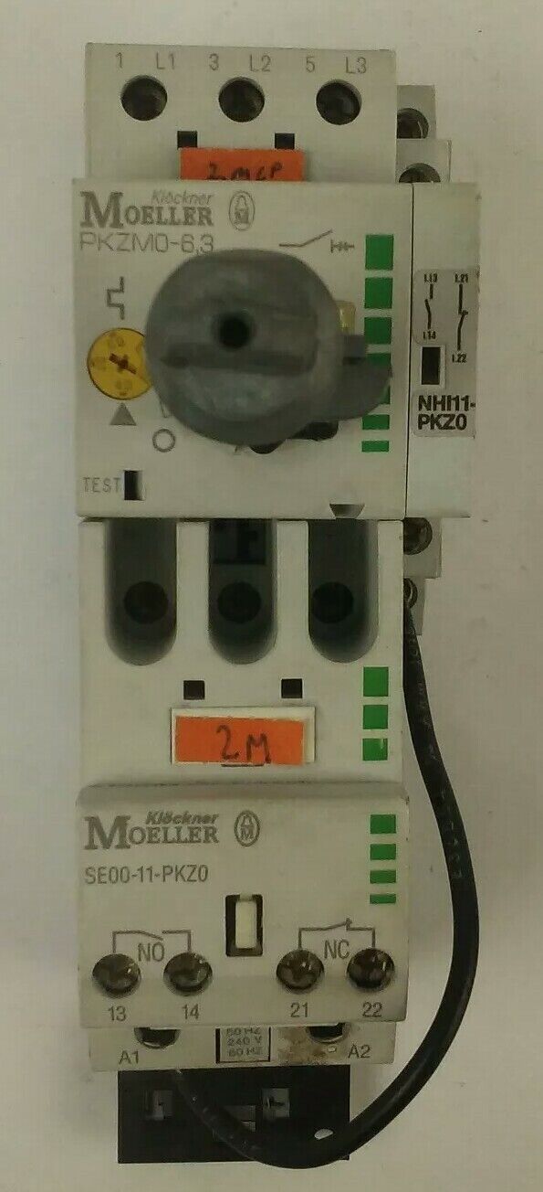 KLOCKNER MOELLER PKZM0-6,3 MOTOR STARTER W/ SE00-11-PKZ0, NHI11-PKZ0, 240V COIL