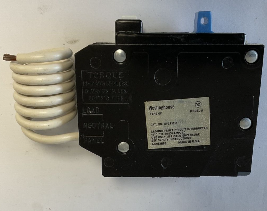 WESTINGHOUSE QPGF1015 CIRCUIT BREAKER MOD.A 15A 120VAC 1POLE