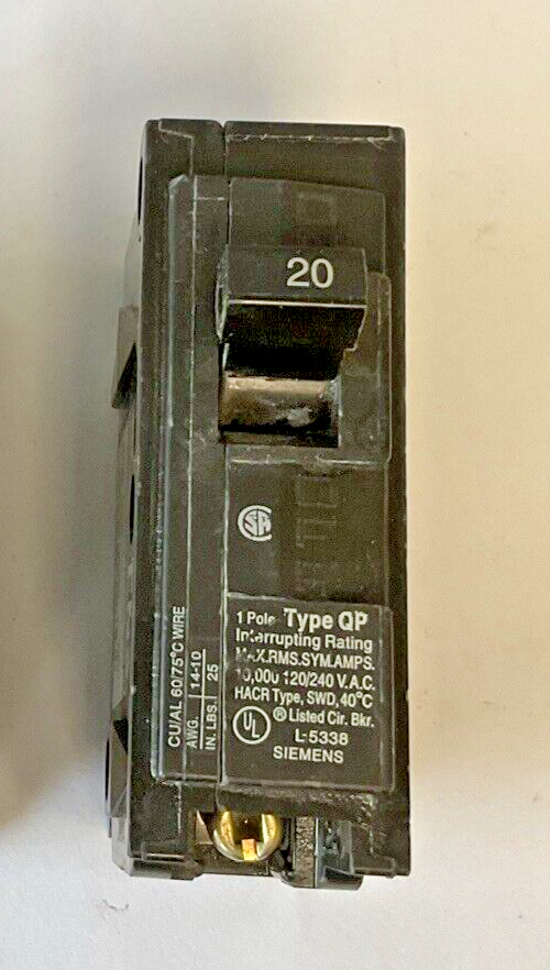 SIEMENS Q120(1POLE) & Q240(2POLE) CIRCUIT BREAKER 120/240VAC 20, 40A 60HZ