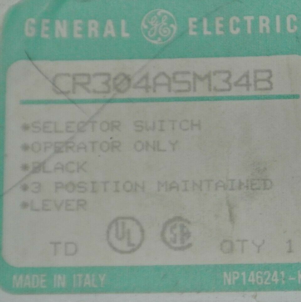 GENERAL ELECTRIC CR304ASM34B / 3-POSITION SELECTOR SWITCH OPERATOR / NEW SURPLUS