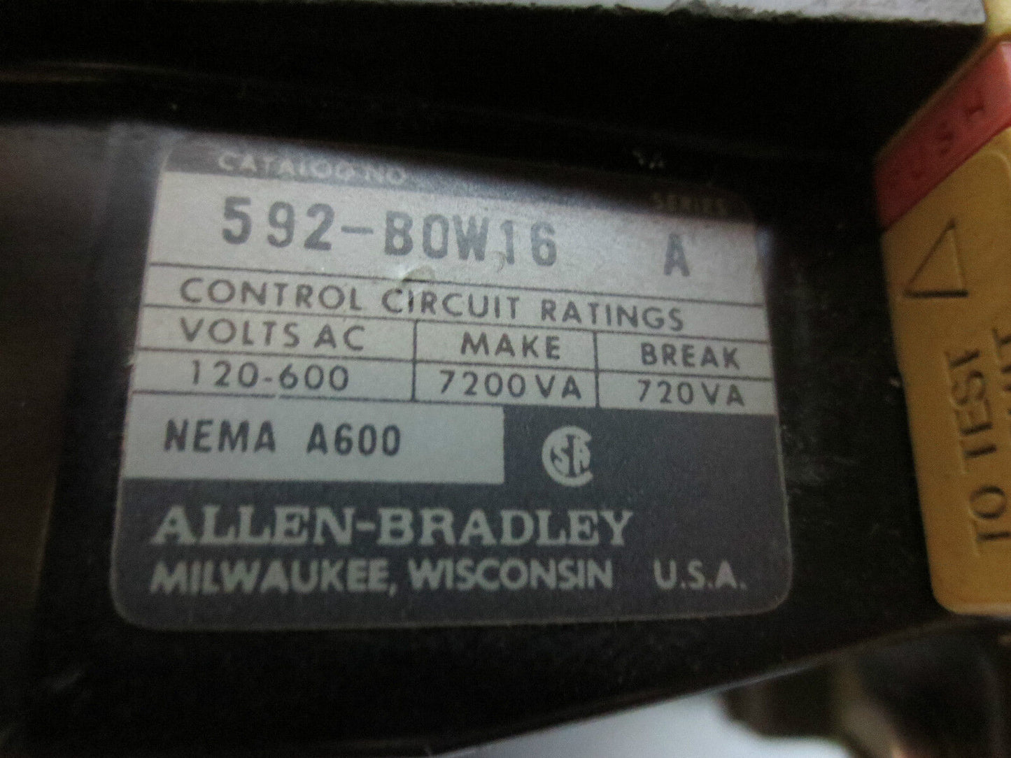 ALLEN-BRADLEY 509-AOD STARTER Ser B w/ W35 HEATERS, CB236 COIL, 595-A AUX CONT