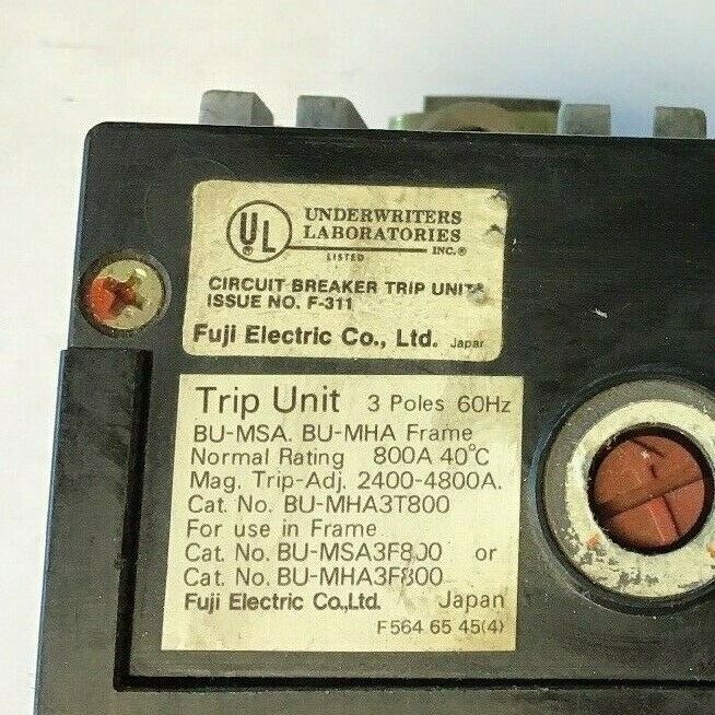 FUJI ELEC. CIRCUIT BREAKER TRIP UNIT BU-MHA3T800, F-311, 800A, 2400-4800A 60HZ