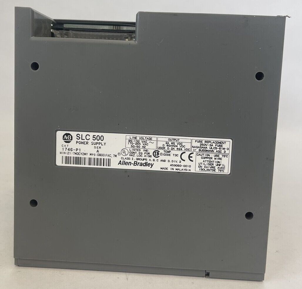 ALLEN BRADLEY 1746-P1 POWER SUPPLY SER A OUTPUT 5/24VDC 2/0.2A 1746-A7 7-SLOT