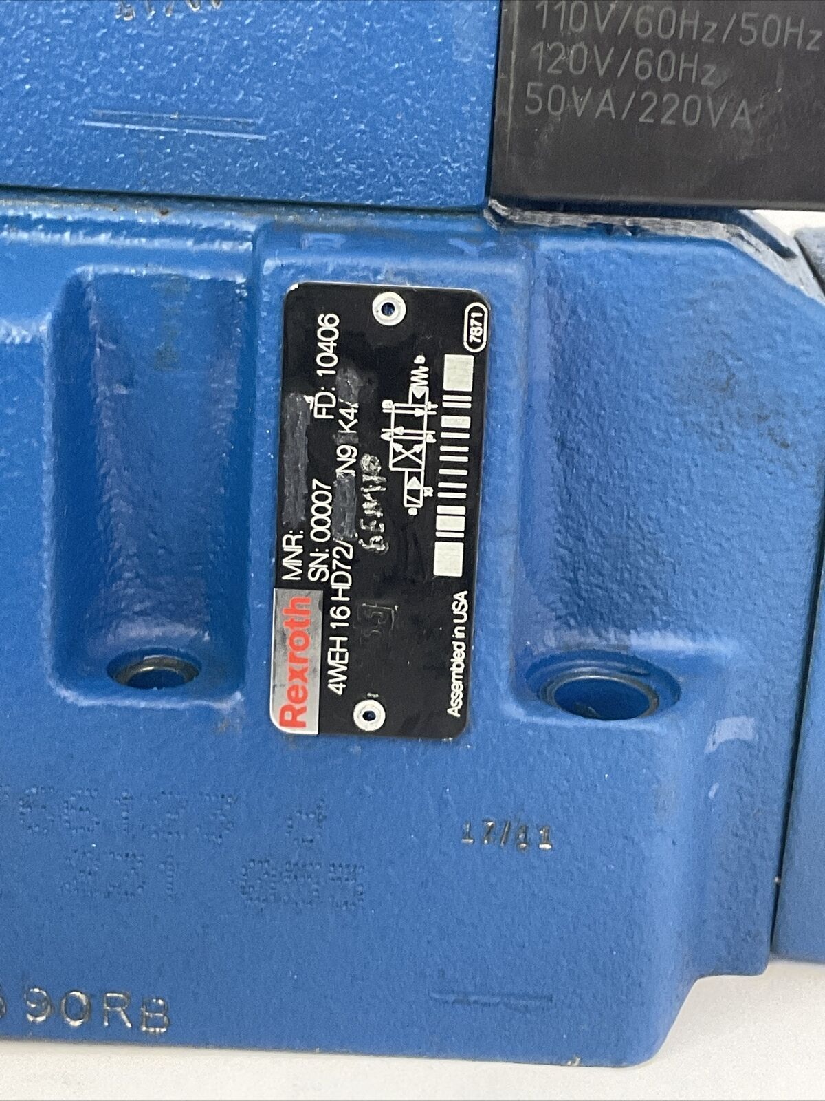 REXROTH 4WE6D62/EW110N9K4 DIRECTIONAL SOLENOID VALVE 120V 4WEH16HD72/