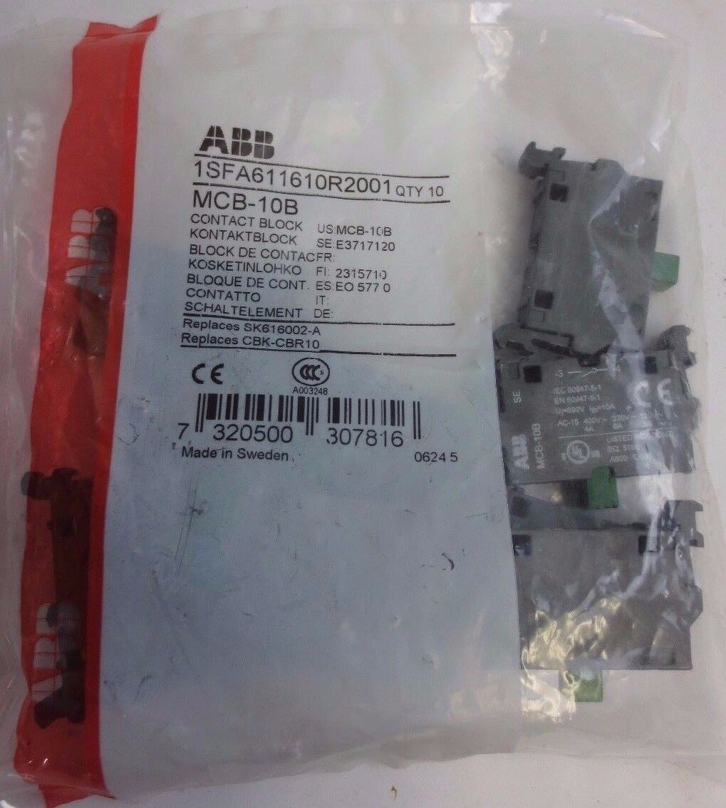 ABB MCB-10B / 1SFA611610R2001 CONTACT BLOCK - NEW SURPLUS