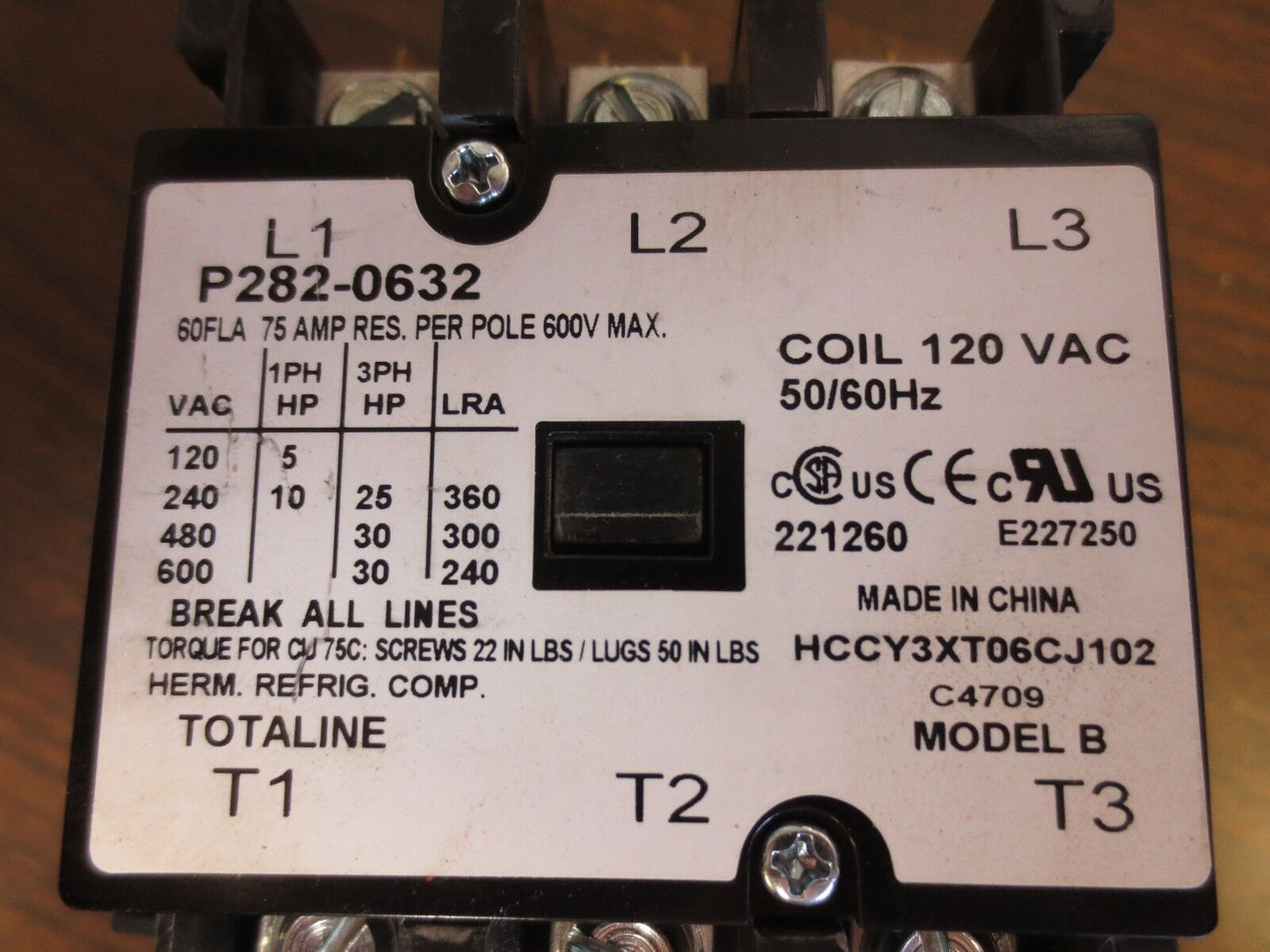TOTALINE P282-0632 CONTACTOR 120V COIL 75A 600V w/ V7-2B17E9 SWITCH (2)