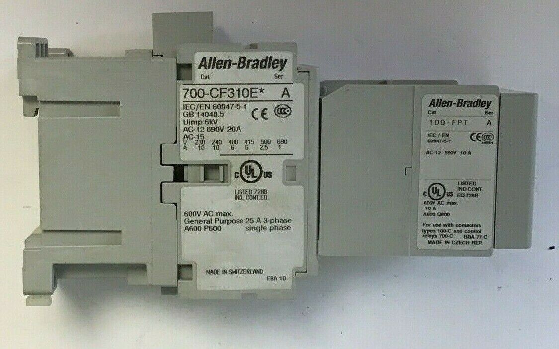 ALLEN BRADLEY 700-CF310E SER.A CONTROL RELAY W/ 100-FPT SER.A