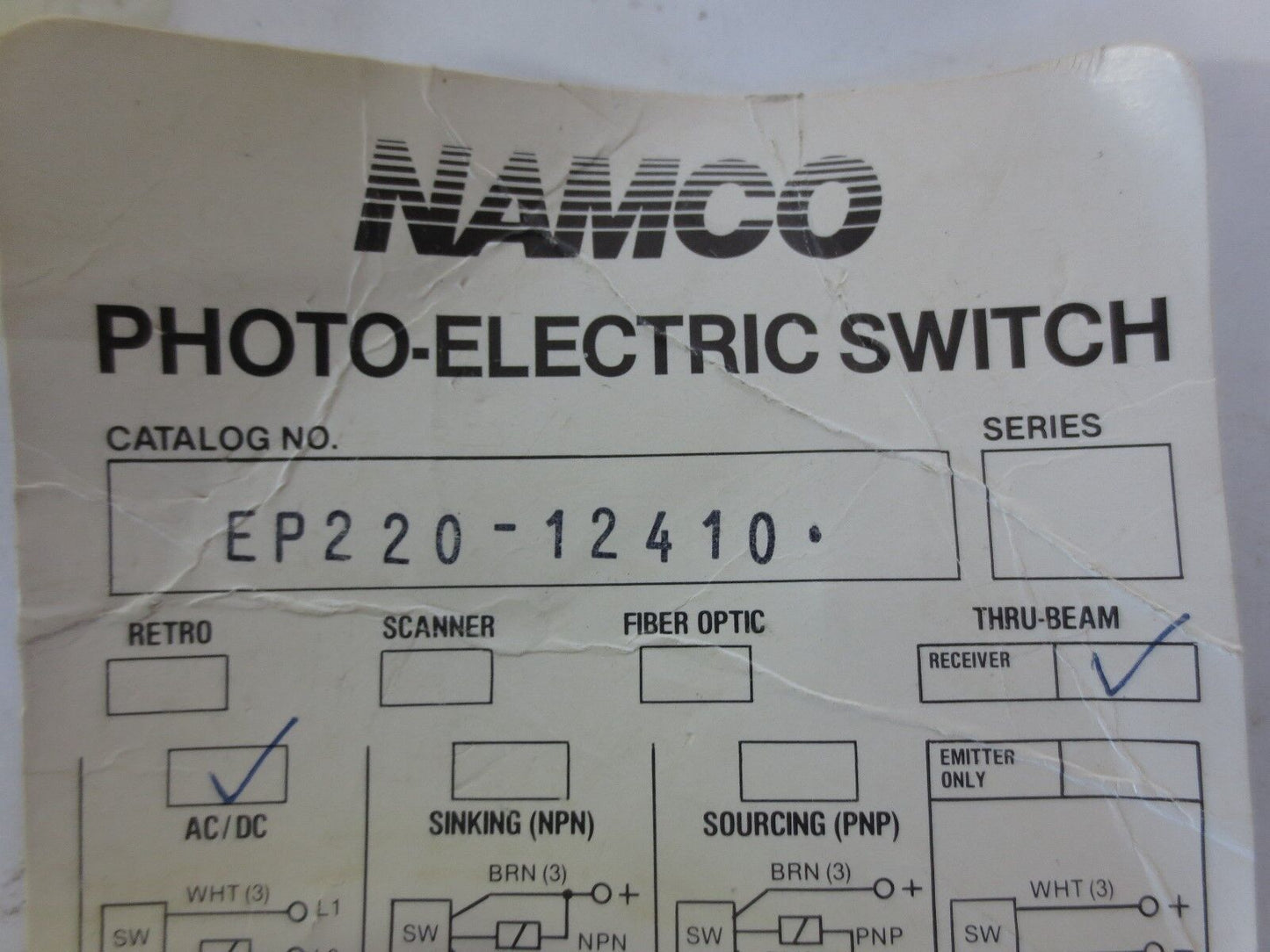 NAMCO CONTROLS EP220-12410 PHOTO-ELECTRIC SWITCH - NEW SURPLUS in SEALED BAG