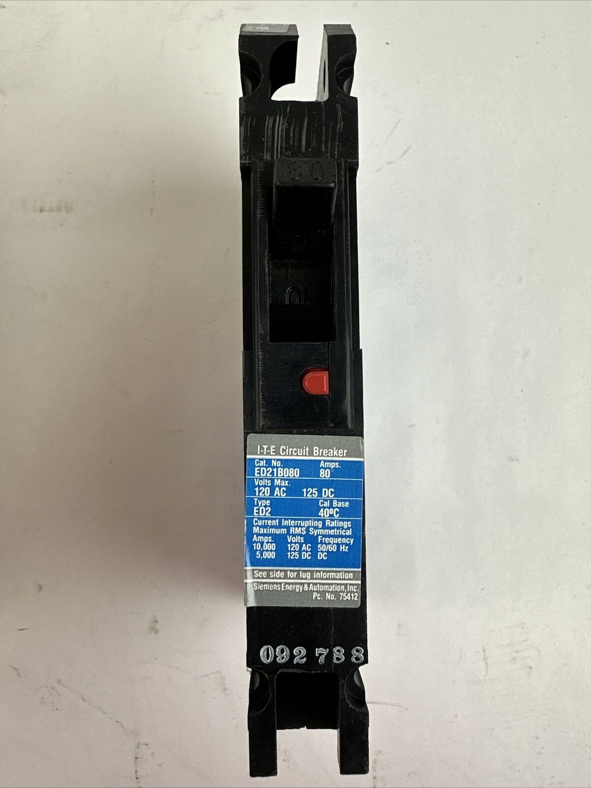 SIEMENS ITE ED21B080 MOLDED CASE CIRCUIT BREAKER 80A 1P 120VAC 125VDC (BOX OF 3)