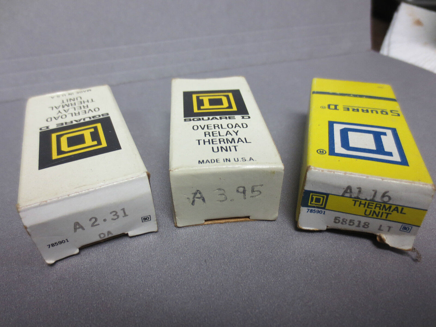 SQUARE D A3.95 - A1.16 - A2.31 OVERLOAD RELAY THERMAL UNITS - LOT of 3