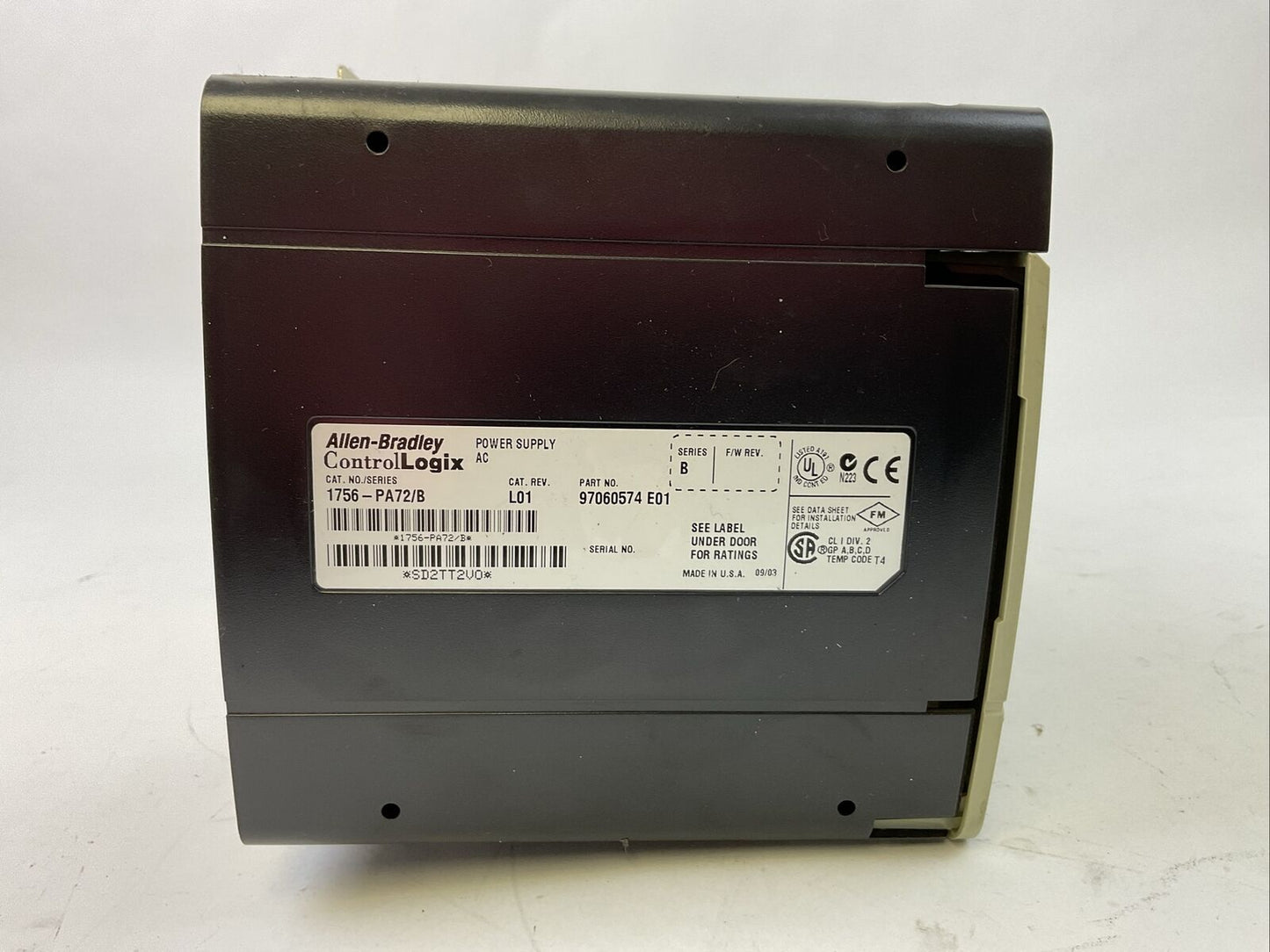 ALLEN BRADLEY 1756-PA72 SER B CAT REV L01 AC POWER SUPPLY 1756-A13 CAT REV J01