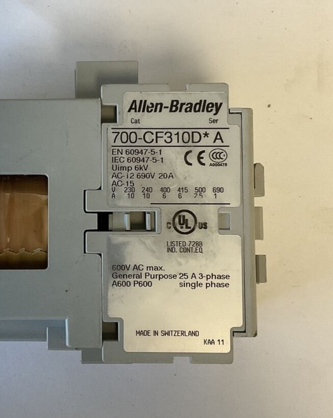 ALLEN BRADLEY 700-CF310D* CONTACTOR SER.A 690V 20A