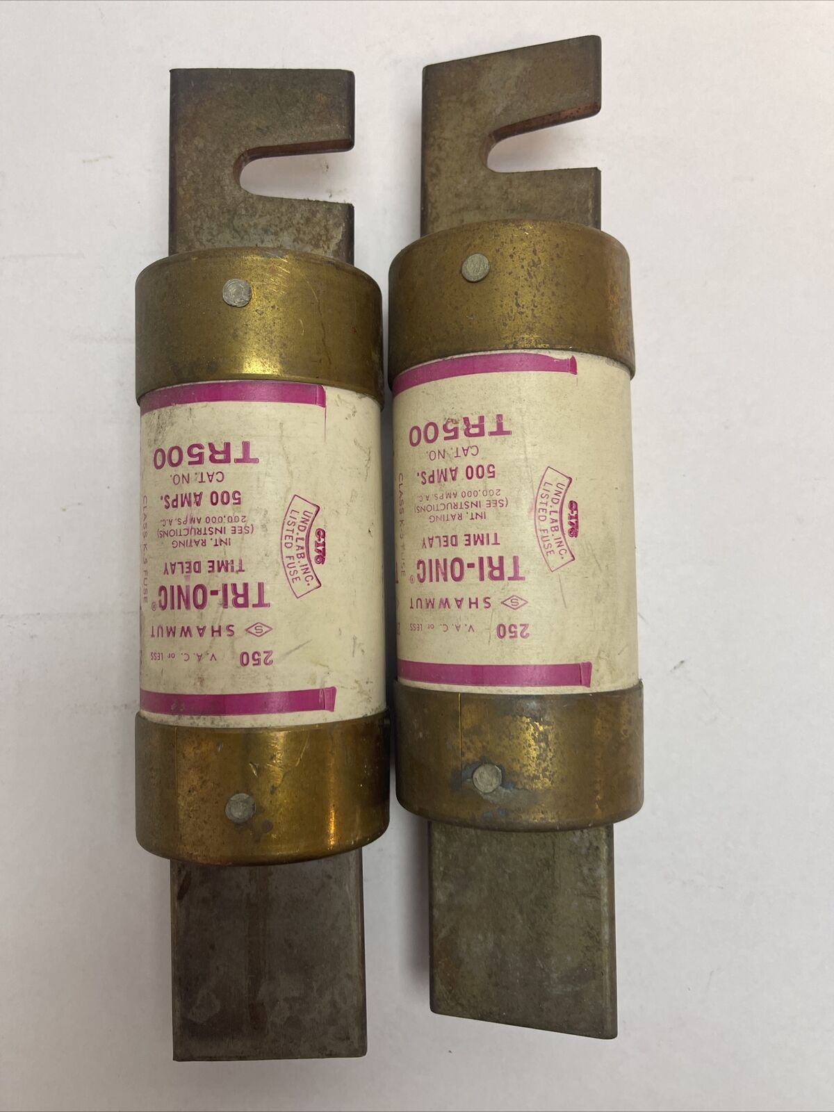 SHAWMUT TR500 TRI-ONIC TIME DELAY CLASS K-5 FUSE 500AMP 250VAC (LOT OF 2)