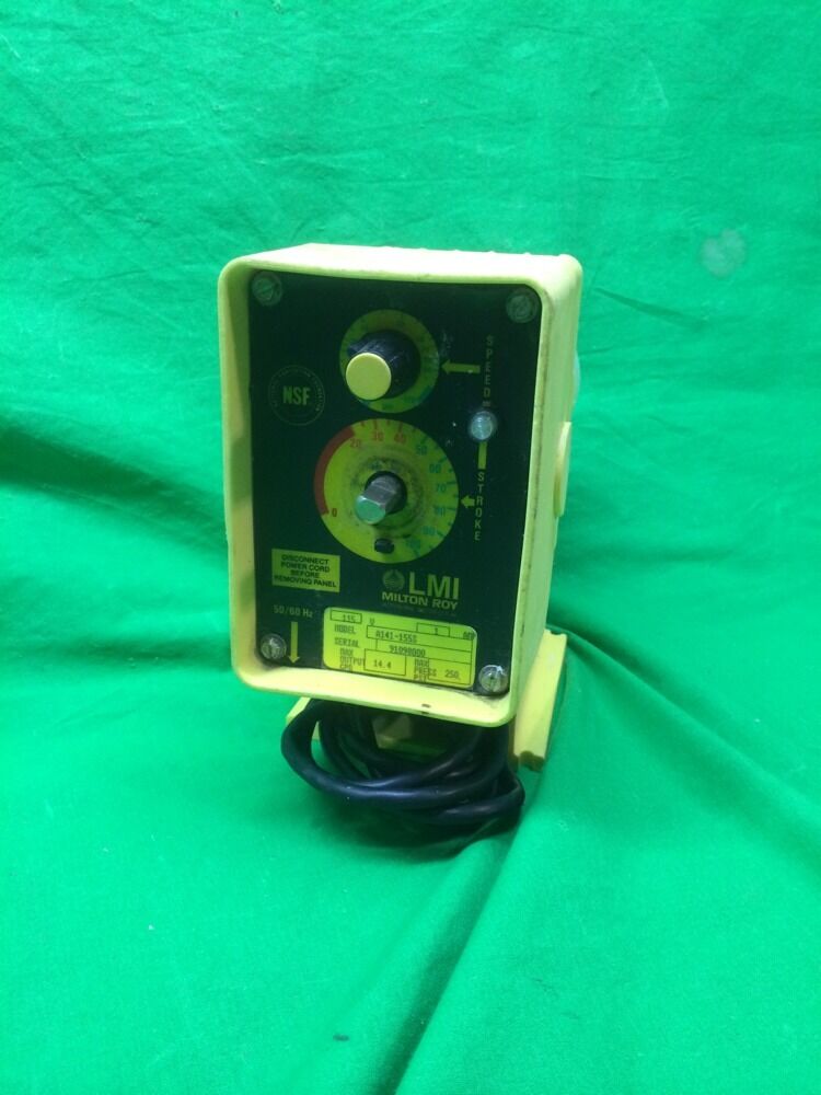 LMI MILTON ROY A141-155S METERING PUMP, MAX GPD 14.4 MAX PSI 250, A141155S, USED