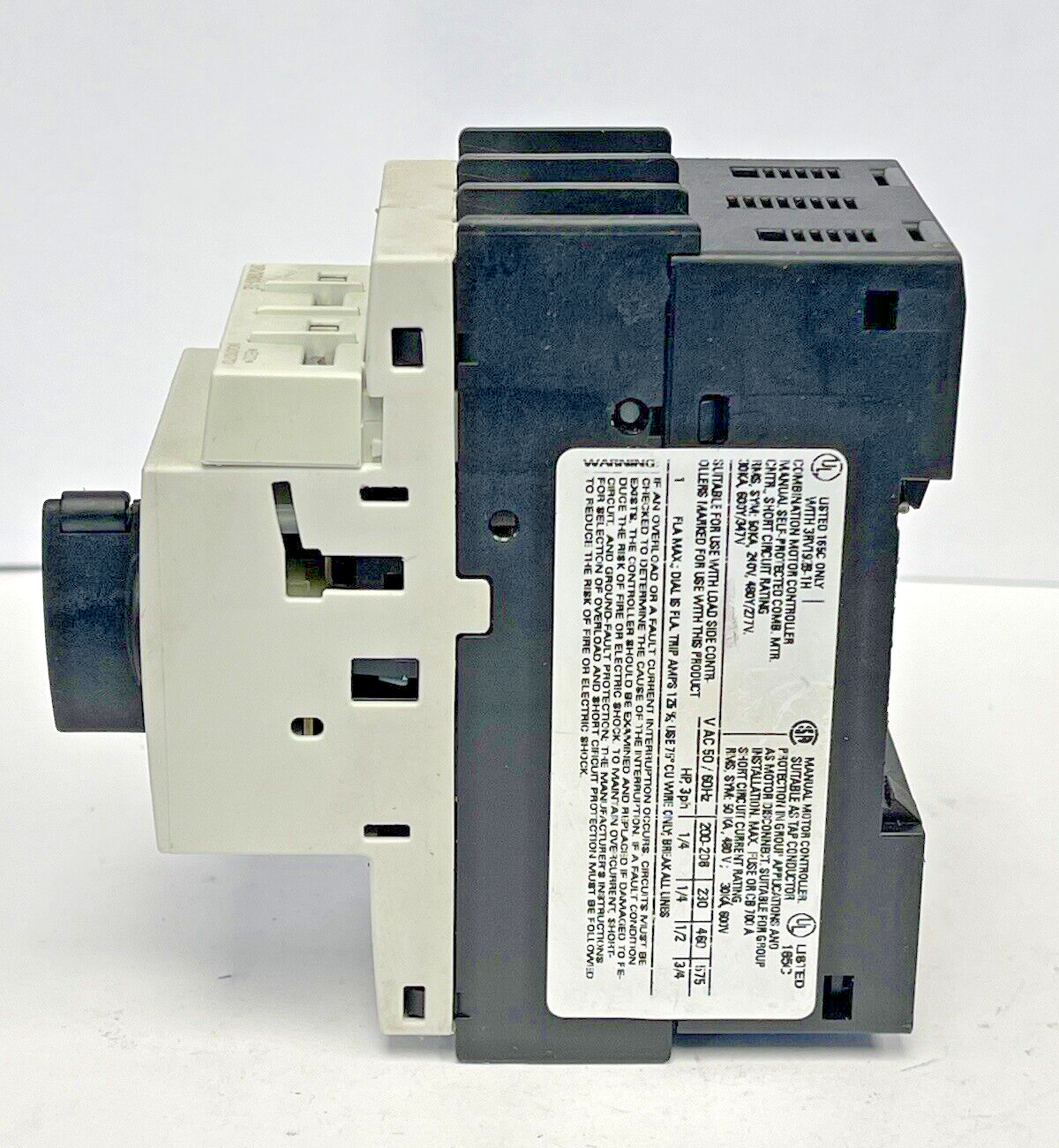 SIEMENS - 3RV1021-0JA10 & 3RV1901-1E - CIRCUIT BREAKER W/ SWITCH TRANSVERSE
