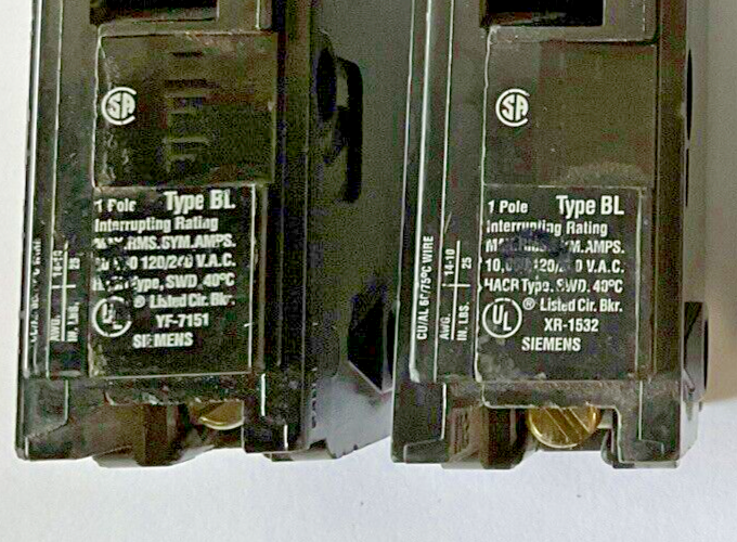 SIEMENS B120(2X) AND B115(1X) CIRCUIT BREAKER TYPE BL 120/240VAC***LOTOF2***