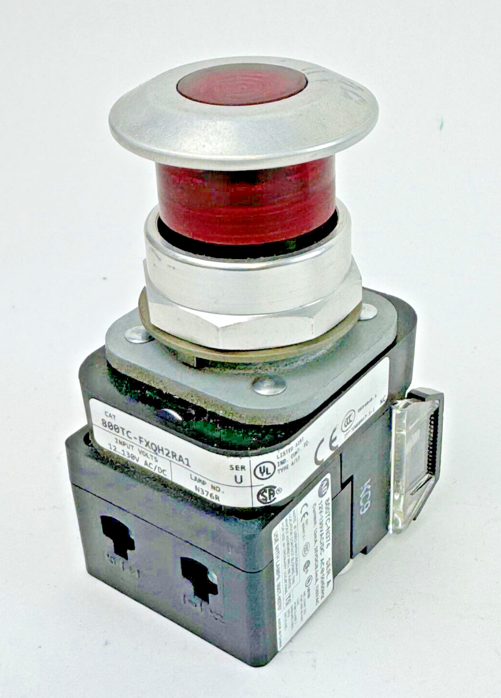 ALLEN-BRADLEY - 800TC-FXQH2RA1 SER. U - RED MUSHROOM PUSH/PULL BUTTON W/ BLOCK