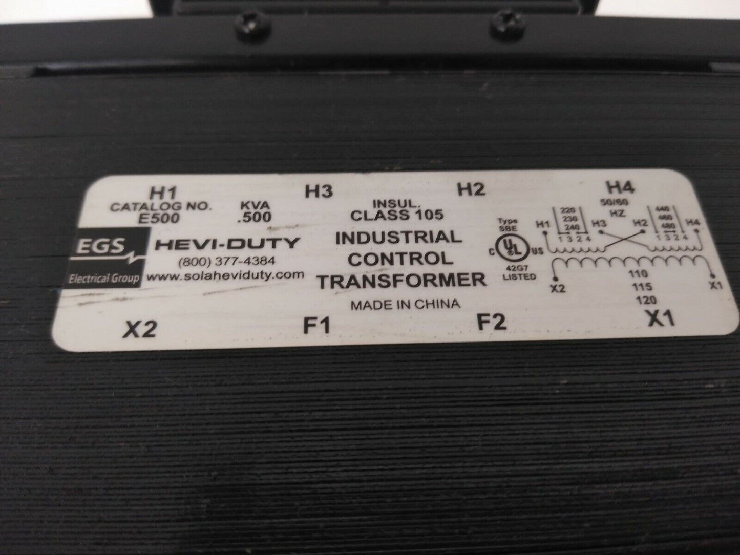 EGS HEVI DUTY E500 INDUSTRIAL CONTROL TRANSFORMER .500KVA TYPE SBE 480V