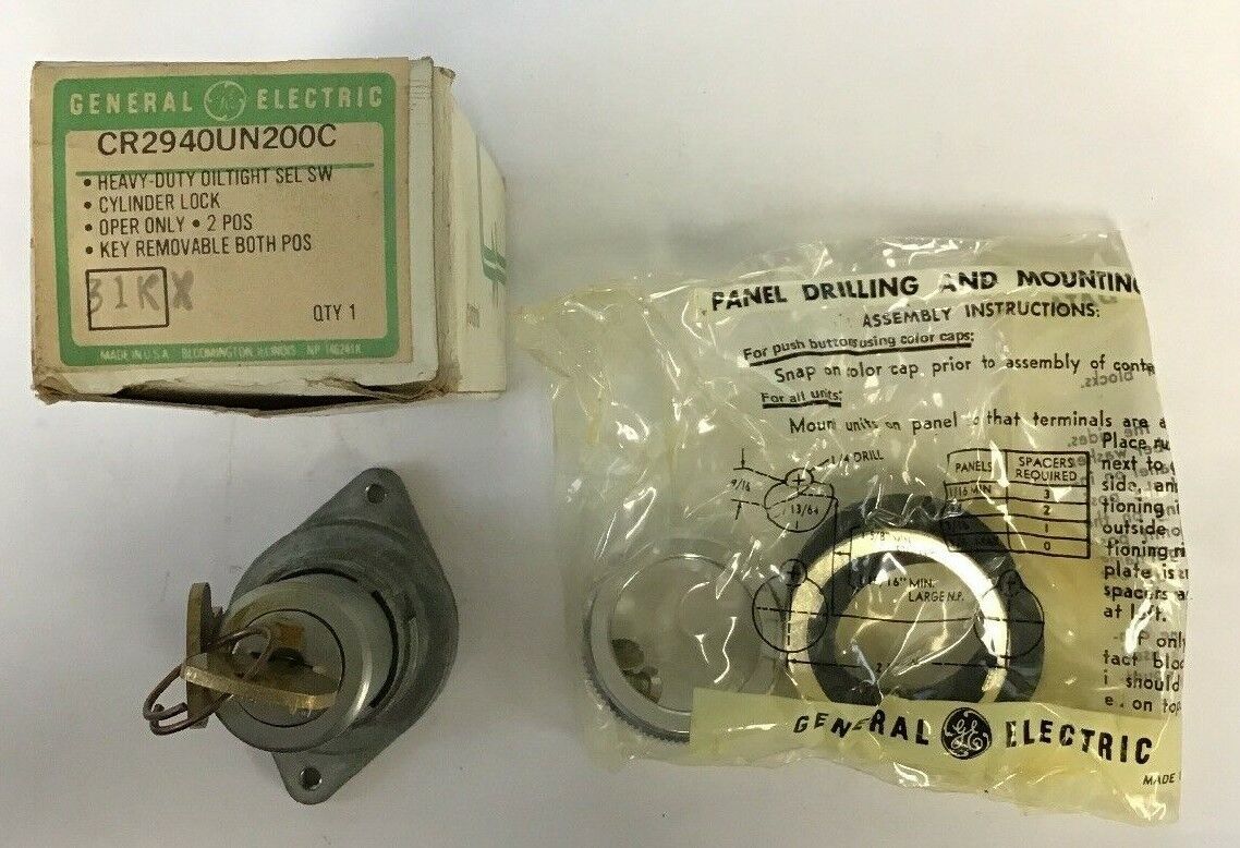 GENERAL ELECTRIC CR2940UN200C OILTIGHT SEL.SWITCH CYLINDER LOCK KEYED