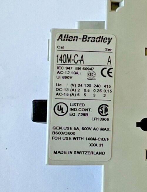 ALLEN BRADLEY 140M-C2E-B63 SER.C MOTOR PROTECTOR W/140-C-A AUX CONTACT SER.A