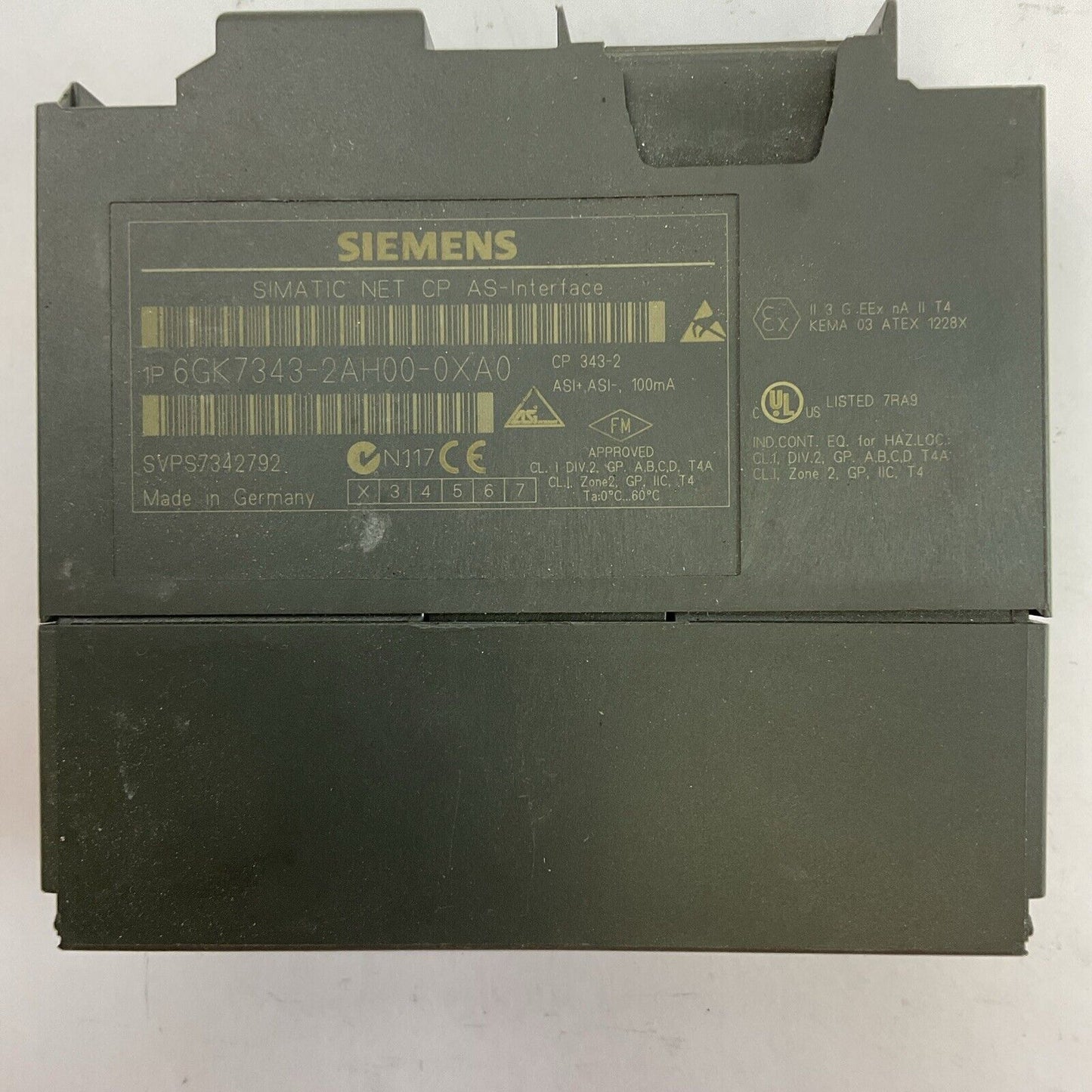 SIEMENS 1P 6GK7 343-2AH00-0XA0 SIMATIC NET CP AS-INTERFACE MODULE